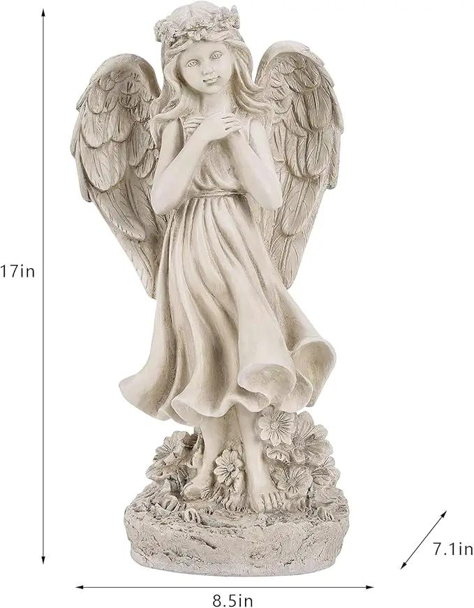 Garden Angel Figurines, Light Up Praying Angel Statues Outdoor Statue with Solar LED Lights for Patio, Lawn, Cemetary Grave Decoration, Sympathy Gift, 16.9" H, photo 6 of 9