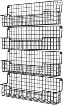 Spice Rack Wall Mount, Spice Organizer for Cabinet & Pantry Door, Set of 4 Hanging Spice Rack Saving Space for Kitchen, Black by CozyNest Decor
