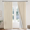 Joydeco Pleated Curtains for Living Room Bedroom, Linen Drapes 90 inch Length 2 Panels Set, Blackout Thermal Insulated Curtain(Bleached Sand,40'' Wx90'' L) by CozyNest Decor