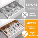 SpaceAid 7-Piece Bamboo Drawer Organizer Storage Boxes Set, Wood Tray Junk Drawer Organizers Multi-Use Divider Bins for Kitchen, Bathroom, Office Desk and Makeup Organization (7 Pack, White) by CozyNest Decor