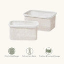 La Jolie Maison Blended Fabric Storage Baskets Set of 2, Rectangle Knitted Baskets for Organizing, Boho Decorative Baskets, Durable Finish, Oatmeal by CozyNest Decor