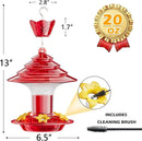 Birdream Hummingbird Feeder for Outdoors Hanging 40oz 10 Feeding Ports, 2 Pack Humming Bird Feeder with Ant Moat Brush Leak Proof - Red by GreenHaven Gardens