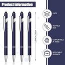 8 Pieces Ballpoint Pen with Stylus Tip Black Ink 2 in 1 Stylus Metal 1.0 mm Medium Point Smooth Pen Rainbow Colorful Rubberized Ballpoint for Touch Screen Tablet(Dark Blue) by TinyTreasures Baby Boutique