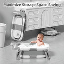 MoreFeel Collapsible Baby Bathtub for Newborn with Thermometer & 1 Hooded Towel & 1 Soft Floating Cushion,Portable Travel Bathtub with Drain Hole, Durable Foldable Baby Tubs for Infants to Toddler by TinyTreasures Baby Boutique