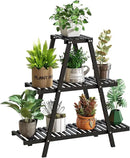 Plant Stand Indoor Plant Shelf Outdoor bamboo Plant Rack, 3 Tiers Ladder Plant Holder Flower Stand for Living Room Balcony Garden Patio,Living Room Boho Home Decor for Gardening Gifts (Black) by GreenHaven Gardens
