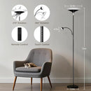 Upgraded 2-in-1 Torchiere Floor Lamp, Dimmable Standing Lamp with Remote&Touch Control, 34W Brightness Adjustable Floor Reading Light, Black Modern Corner Lamp for Living Room Bedroom Office by CozyNest Decor