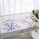 Personalized Nursery Crib Bedding Set: Custom Name 5 Piece Baby Crib Sets with Pink Flower and Elephant Pattern - Toddler Double Layer Blanket Set, Comfortable Crib Bed Sheets for Baby Grils by TinyTreasures Baby Boutique