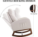 Dolonm Nursery Rocking Chair for Living Room, Upholstered Mid-Century Modern Nursery Rocking Armchair Tall Back Accent Glider Rocker, Beige by TinyTreasures Baby Boutique