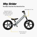 Strider 12” Sport Bike - No Pedal Balance Bicycle for Kids 1 to 4 Years - Includes Safety Pad, Padded Seat, Mini Grips & Flat-Free Tires - Tool-Free Assembly & Adjustments by TinyTreasures Baby Boutique