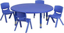 EMMA + OLIVER 45" Round Blue Plastic Adjustable Activity Table Set-4 Chairs by CozyNest Decor