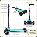 Besrey Kick Scooter for Kids Ages 3-10, 3-Wheel Folding Scooter with Adjustable Height, LED Light Wheels, Extra Wide Deck for Outdoor Activities by TinyTreasures Baby Boutique