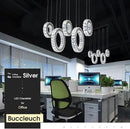 Buccleuch Modern Crystal Chandelier, Dimmable LED Ceiling Light Fixture 5-Ring Adjustable Stainless Steel Pendant Light, Silver Crystal Chandeliers for Dining Room, Bedroom, Living Room - Cool White by CozyNest Decor