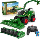 Remote Control Combine Harvester Tractor Toy, 1/24 Scale RC Harvester Toys for Kids with 2 Grian Heads/2 Rechargeable Batteries/Light, Farm Toys for 4 5 6 7 8 9 Year Old Boys Birthday Gift by GreenHaven Gardens