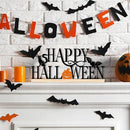 COCHIE Metal Happy Halloween Sign, Black Halloween Decorations for Home, Office, Shelf, Mantel, Indoor, Jack-o-lantern Decoration, Spooky Cat Bat Decor (Halloween) by CozyNest Decor