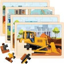 Wooden Puzzles for Kids Ages 4-6, 4 Packs 24 PCS Construction Vehicle Jigsaw Puzzles for Kids Ages 3-5, Preschool Educational Puzzles Boards Toys Gifts for Boys Girls by TinyTreasures Baby Boutique