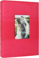 RECUTMS 4x6 Photo Album Photo Book Pack of 50 Sheets Holds 300 Photos,Leather Cover Picture Album with Front Window for Memories Couple Valentines Baby Wedding Family (Pink) by TinyTreasures Baby Boutique
