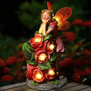 Solar Garden Outdoor Statues Cute Flower Fairy with 7 LED Solar Figurine for Lawn,Patio, Balcony, Yard Unique Housewarming Gift, for Woman, Mom, Grandma by CozyNest Decor