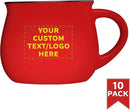 Custom Glazed Campfire Coffee Mugs 12 oz. Set of 10, Personalized Bulk Pack - Perfect for Coffee, Tea, Espresso, Hot Cocoa, Other Beverages - Red by CozyNest Decor