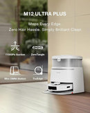Yeedi M12 Ultra Plus Robot Vacuum and Mop, Upgrade 11800Pa Strong Suction, ZeroTangle Technology, TruEdge Deep Mopping, Auto Mop Washing/Drying, Auto-Lift Mopping, Mini Omni Station, White by CozyNest Decor