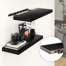 Heimlove 24 inch Floating Shelves for Wall,9.3 inch deep Black Wood Shelves with Invisible Brackets,Wall Mounted Storage & Display Shelves for Bedroom,Living Room,Set of 2 by CozyNest Decor