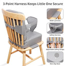 Toddler Booster Seat for Kitchen Chair, 2-in-1 Dining Table Booster Seat with Backrest & Adjustable Straps – Easy-Clean, PU Portable Toddler Eating Travel Increasing Cushion-Light Grey by TinyTreasures Baby Boutique