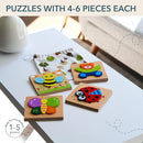 MAGIFIRE Toddler Wooden Puzzle Set - 4-Pack 5.7 x 5.7 Inch Multicolor Wood - Chunky Pieces for Small Hands & Portable Storage Bag - Toddler Puzzles Ages 3-5 by TinyTreasures Baby Boutique