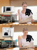 Large Microwave Heating Pad with Washable Cover 21 * 12" Microwavable Heating Pads for Cramps, Back, Neck Shoulder Pain Relief, Cordless Weighted Moist Heat Pack, Black Cat by CozyNest Decor