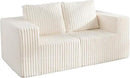 Modular Sectional Sofa 2 Seater Loveseat Modular Couch with Deep Seat Memory Foam Cloud Chair with Pillows Oversized Sectional Sofa for Living Room Bedroom (Strip White, Loveseat) by CozyNest Decor