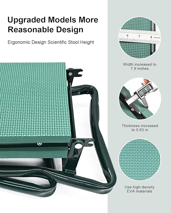 Garden Kneeler and Seat Heavy Duty, Upgraded Widened and Thickened Gardening Stools for Seniors, Foldable Gardening Bench Ergonomic Design, Effective Relief of Knee and Back Pain, Gift for Gardeners, photo 4 of 6
