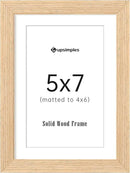 upsimples 5x7 Picture Frame, Natural Solid Wooden Picture Frames, Display 4x6 with Mat or 5 x 7 Without Mat, Wall or Tabletop, 1 Pack, Natural by CozyNest Decor