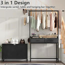 Laundry Sorter Hamper with Hanging Cloth Rack, Laundry Basket with 3 Section Pull-Out Rolling Bags, Laundry Sorter for Organization and Storage with 2 Drawers for Laundry Room (Vinatge Brown) by CozyNest Decor