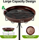 Daoeny Heavy Duty Bird Baths for Outdoors, 35In Outdoor Freestanding Birdbaths & Birdfeeder, Bird Bath Feeder Bowl with Metal Stake Garden Patio Yard Lawn Decor, Upgraded 5-Pronged Base (Brown) by GreenHaven Gardens