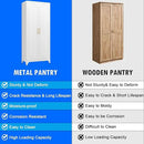 Metal Storage Cabinet with Doors and Shelves, 75 Inch Tall Kitchen Pantry Cabinet, Pantry Cabinets for Kitchen Storage, Freestanding Cupboard for Living, Dining Room, White, Assembly Required by CozyNest Decor