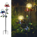VCUTEKA Solar Garden Light Solar Flowers Light with LED Crackle Glass Globe Solar Lights Outdoor Metal Garden Stake Wind Spinner for Garden Decoration, Patio Decor, Yard Decor and Gift for Mother by GreenHaven Gardens