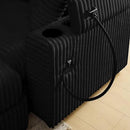 Modular Sectional Sofa Couch, Plush Corduroy Fabric Sectional Couches for Living Room with USB Charging Ports, Phone Holders, and Multi-Functional Storage Armrests (Black, 4set+2ottoman) by CozyNest Decor