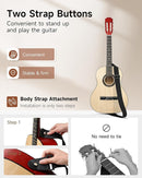 Moukey 30" Acoustic Guitar for Beginners Kids Youth 1/4 Size Dreadnought Guitarra Acustica Kit with Chord Poster, Gig Bag, Tuner, Picks, Nylon Strings, Capo, Strap - Natural by TinyTreasures Baby Boutique