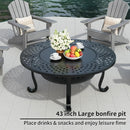 43 Inch Fire Pit with 2 Grill for Outside, Outdoor Wood Burning Firepit with Lid, Metal Round Table for Backyard Patio Garden Picnic Camping Bonfire, Black by GreenHaven Gardens