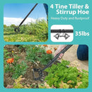 Upgraded Hula Hoe and Garden Hoe, Stirrup Hoe with Adjustable Handle for Weeding Digger loosening Soil Metal Garden Cultivator Hula Hoe with Rake Tiller Cultivator (30-62 Inch) by GreenHaven Gardens