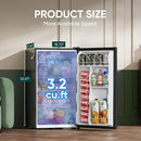 Upstreman 3.2 Cu.Ft Retro Mini Fridge with Bottle Opener, Energy Saving, Adjustable Thermostat, Metal Handle, LED Lamp, Mini Refrigerator for Bedroom, Office, Dorm-BR321 PRO (Black) by CozyNest Decor