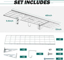 EVERHANGER Garage Wall Shelves, 12 X 48 Inch Wall Mounted Storage Shelves, Heavy Duty Metal Shelving with Hooks, 2 Pack, White by GreenHaven Gardens
