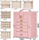 AKOZLIN 6-Tier Jewelry Box Organizer Functional Leather Jewelry Storage Case for Women Girls Ring Necklace Earring Bracelet Holder Organizer with Mirror by TinyTreasures Baby Boutique