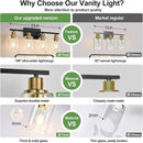 4-Light Bathroom Light Fixtures, Black and Gold Modern Vanity Lights with Clear Glass Shades, Bathroom Wall Lamp for Mirror Living Room Cabinet Bedroom Porch by CozyNest Decor