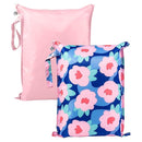 Tiny Twinkle Mess-Proof Waterproof Wet Dry Bag | 2-Pack Reusable Wet Bags for Swimsuits & Baby Clothes | Leakproof Wet Bag for Travel & Diaper Changes for Baby (Blue Floral) by TinyTreasures Baby Boutique