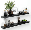 Homeforia Floating Black Shelf 60 inch, High End Solid Real Wood 60 inches Long Floating Shelves for Wall, Black Wooden 60inch Large Floating Shelves, Heavy Duty Bracket, 60 X 6.5 X 1.75 in, Set of 2 by CozyNest Decor