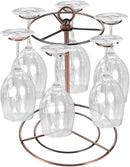 Black Metal Countertop Wine Glass Holder with Scrollwork Design, Freestanding Tabletop Stemware Storage Rack with 12 Hooks