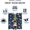 Shark Blackout Curtains 2 Panels 63" Inch Drapes Boys Curtains for Bedroom Cute Ocean Life Themed Grommet Top Thermal Insulated Boys Room Curtains for Nursery, Navy Blue, 82" x 63" by TinyTreasures Baby Boutique