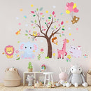 Pink Animals Baby Wall Stickers - Forest Lion Elephant Monkey Hippo Wall Decals - Girls Baby Nursery Kids Room Wall Decor by TinyTreasures Baby Boutique
