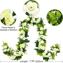 JUSTOYOU 2 Pack (15.8FT) Fake Rose Garland, Artificial Rose Vines Flowers Hanging Silk Rose Vine Wedding Home Backdrop Party Arch Arrangement Decoration by GreenHaven Gardens