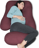 MOON PARK Pregnancy Pillows for Sleeping - U Shaped Full Body Maternity Pillow with Removable Cover - Support for Back, Legs, Belly, HIPS - 57 Inch Pregnancy Pillow for Women - Burgundy by TinyTreasures Baby Boutique
