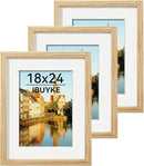 IBUYKE 11 x14 Picture Frame,Set of 3,Solid Oak Wood 11x14 Photo Frame with Mat to 8x10,11x14 Picture Frames With Tempered Glass,Wall Mount Display,Home Decor,Natural Oak 14 x 11 Frame,UWPF1114N-3 by CozyNest Decor